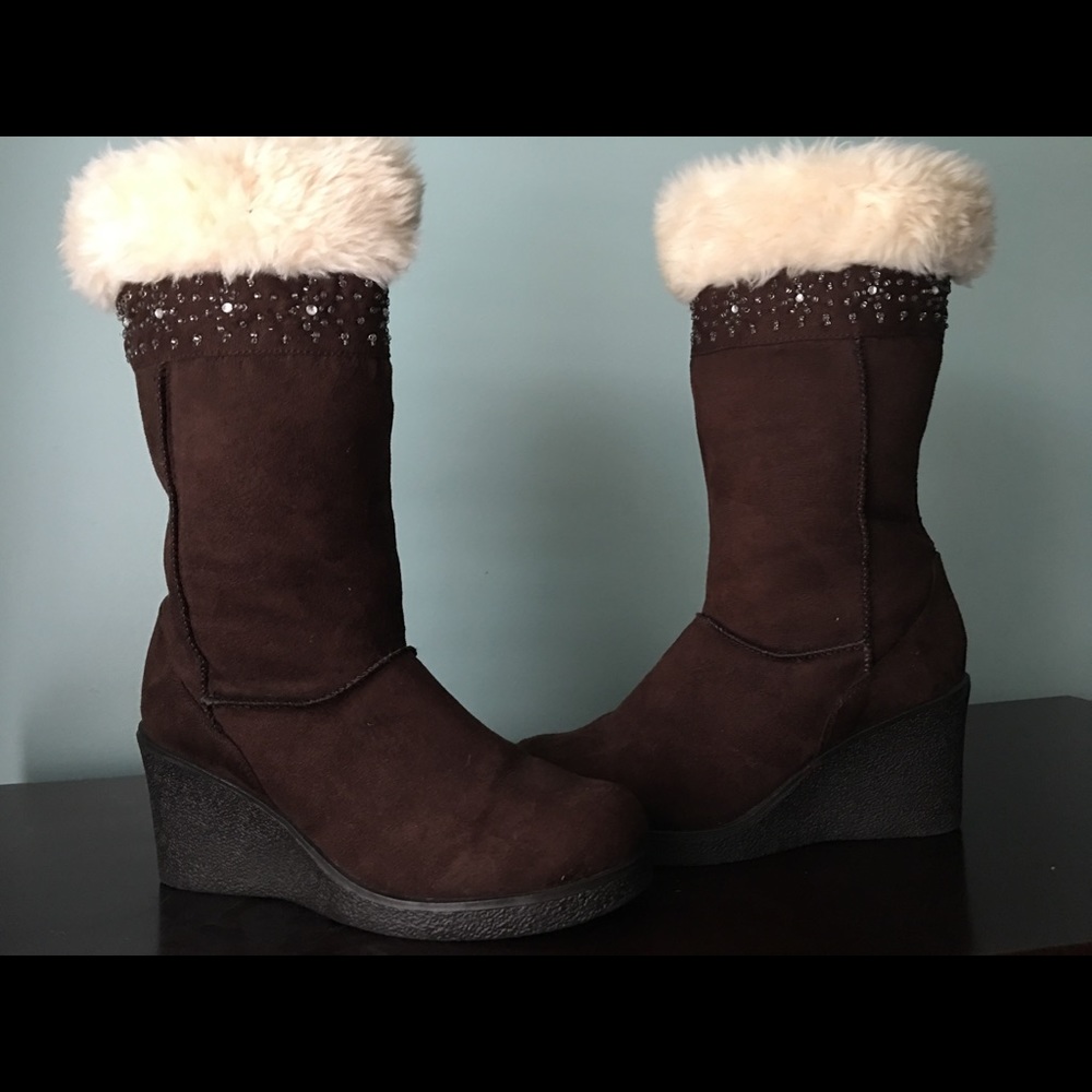 American eagle suede lined mid knee calf boots